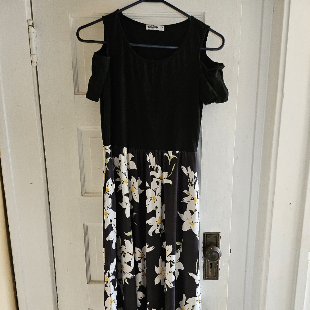 Floral Black and White Dress
